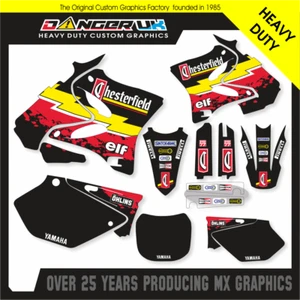 YAMAHA YZ 125 250 2002 2003 2004 NERO CHESTERFIELD MOTOCROSS MX GRAFICA - Foto 1 di 1