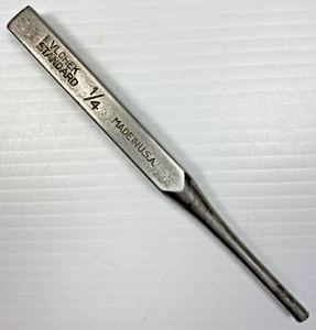 RARE VINTAGE VLCHEK STANDARD 6-1/2" PIN PUNCH 1/4" MECHANIC TOOL MADE IN USA - Photo 1/14