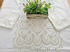 Rich pure linen tablecloth x12 with carved hand embroidery