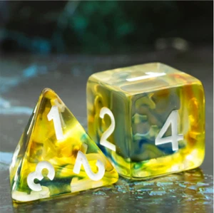 Color Glazed Swirl Resin Polyhedral DND Dice Set Dungeons & Dragons D&D TTRPG - Picture 1 of 5