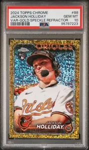 2024 Topps Chrome Jackson Holliday Image Variation SP Gold Speckle /50 PSA 10 GM - Picture 1 of 2