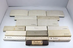 Solo estuches de exhibición de pluma estilográfica vintage Parker 51/61/65/75, 17 estuches diferentes - Imagen 1 de 40