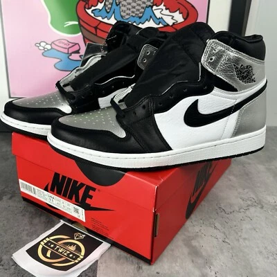 New Jordan 1 High OG Metallic Silver Black White CD0461-001 W 11 m 9.5 - Image 1 of 4