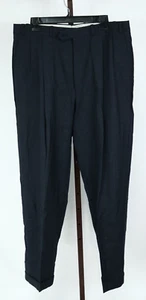 Mens Black Pleated Front Cuffed Dress Pants Size 34 xx 31 - Picture 1 of 2