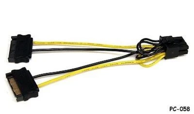 6in 15-Pin SATA Power to 8-Pin PCI Express Video Card Power Cable Adapter PC-058 - Image 1 of 3