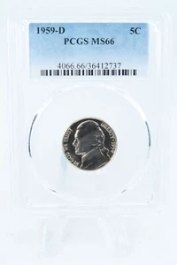 1959-D PCGS MS66 Jefferson Nickel Business Strike 5C - Picture 1 of 2