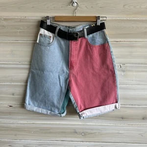Vintage NOS Steel Jeans High Rise Women's Shorts Juniors Size 11 Colorful W Belt - Picture 1 of 6