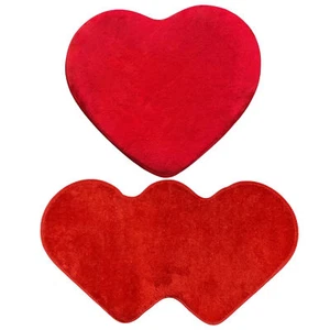 Red Love Carpet Valentine's Day Double Heart Doormat Carpet - Picture 1 of 13