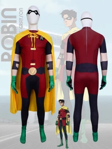Disfraz Disfraz de Superhéroe Disfraz Teen Titans Robin Cosplay Monos Capa Máscara Halloween Superhéroe - Imagen 1 de 10