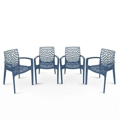 Spider Web Design Indoor Outdoor Dining Armchairs,  Italy, Stackable, 4 chairs - Image 1 of 4