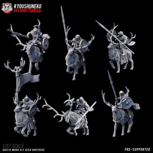 x5 Wood Elf Deer Brothers - Kyoushuneko Miniatures Wood Elf Army Deer Riders