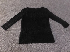 Ann Taylor top Small black floral womens laced lined flowers factory nylon - Picture 1 of 13