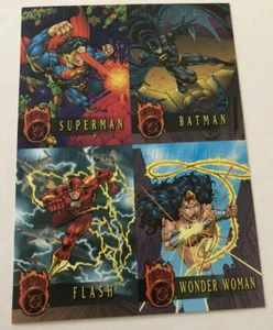 TC DC OUTBURST FIREPOWER EDICIÓN ESTRENO 1995 FLEER SIN CORTAR TARJETA PROMOCIONAL HOJA DE 4 - Imagen 1 de 1