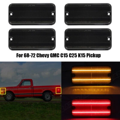 Smoked For 1968-1972 Chevy C10 GMC C15 C25 K15 LED Front Rear Side Marker Light - Image 1 of 4