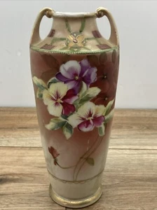 Antike handbemalte NIPPON VASE Iris Floral GOLDPERLEN 8,5" - Bild 1 von 14
