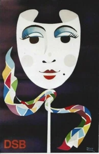 Original vintage poster DSB DANISH RAIL CLOWN MASK 1984 - Picture 1 of 1