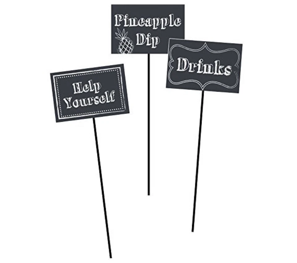 3 ct Chalkboard Centerpiece Sticks Signs 4" x 6" DIY plain use chalk to create - Image 1 of 3