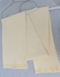 Vintage Linen Tablecloth 60" x 102" Trimmed PALE YELLOW - Picture 1 of 4