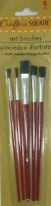 Crafter's Square 5 Small Medium Large Artist Paint Brushes ~ Red - Picture 1 of 1