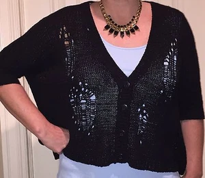 Cárdigan August Silk Batwing Boxy Suéter Negro Topper Mediano M Nuevo con Etiquetas NUEVO (B15) - Imagen 1 de 7