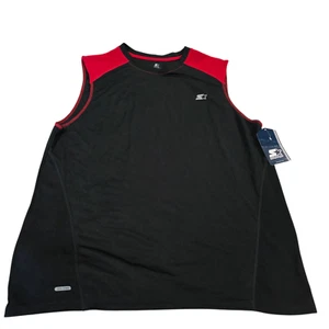 NWT Starter Basketball Top Mens Black Red L Colorblock Mesh Muscle Active Jersey - Picture 1 of 12