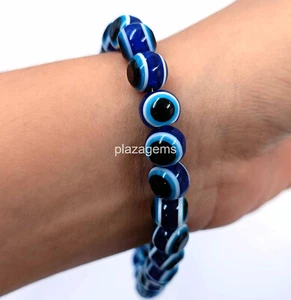 2.30 Blue Evil Eye  Coin Disc Bead Flat Round Saucer Used for Luck Charm bracele - Picture 1 of 4