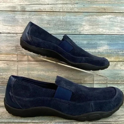 Mocassini Clarks donna 7 5 m blu scamosciati slip on comodi casual scarpe da passeggio basse