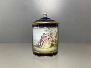 Teichert Stadt Meissen Tasse Deckeltasse Kobaltblauer Fond Watteau Gold 1.Wahl - Bild 1 von 16