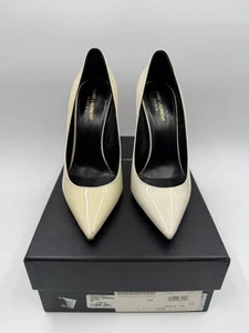 Saint Laurent YSL Opyum Pumps Cream Size 9 Black Heel - Picture 1 of 9