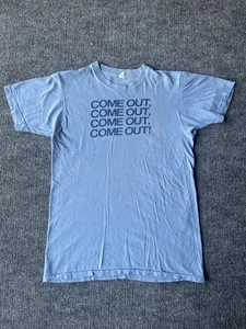 Vintage 70s Gay Pride “Come Out” Graphic Tee Shirt Adult Medium Blue Rare USA - Picture 1 of 19