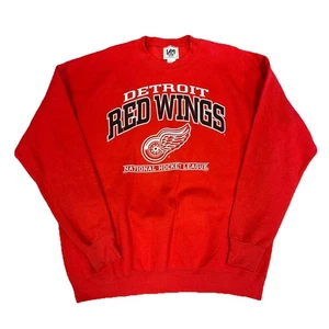 NUEVA SUDADERA DE HOCKEY DE COLECCIÓN AÑOS 90 LEE SPORT DETROIT ALAS ROJAS CUELLO REDONDO TALLA 2XL H9 - Imagen 1 de 5