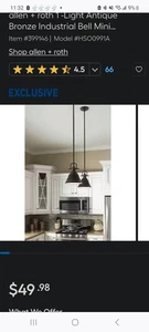 allen + roth Bronze Industrial Bell Hanging Mini Pendant Light - Picture 1 of 5