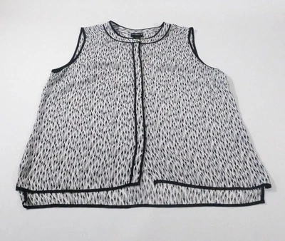 Blusa sin mangas Liz Claiborne Career para mujer negra blanca con patrón geométrico XL Foto 1 de 4