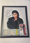 Michael Jackson Signed Framed Reprint Photo Ticket Stub Laminate Pass