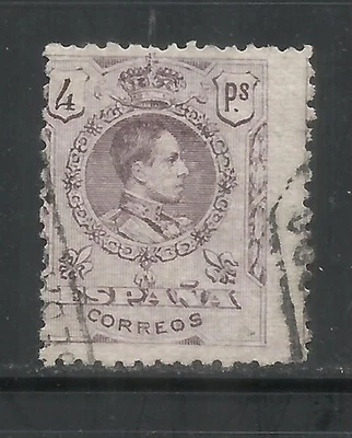 9712-SELLO CLASICO ALFONSO XIII CLAVE 1909 Nº 279, 4 PESETAS , SPAIN - Image 1 of 2