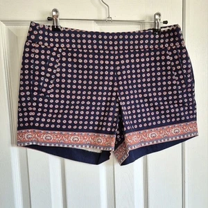 J. Pantalones Cortos Crew Azul Marino Floral Boho Paisley Algodón Para Mujer 8 - Imagen 1 de 16