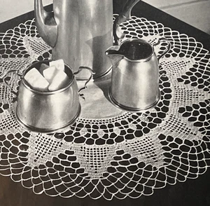 Vintage 1948 Royal Society Crochet Pattern 9130 HEMMED LINEN & LACE DOILY 14"  - Picture 1 of 1