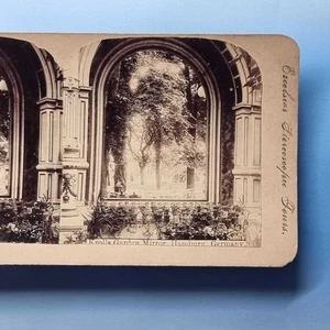 Hamburg Stereoview C1895 Germany Real Photo Krolls Garden Outdoor Mirror - Picture 1 of 3