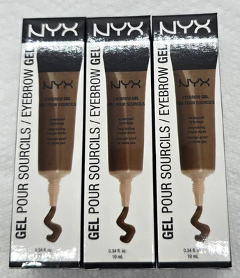 3X  NYX Waterproof Eyebrow Gel EBG02 Chocolate 0.34 oz NIB Sealed - Image 1 of 4