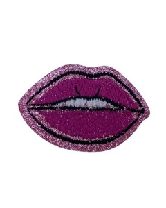 Applicazione Termoadesiva Ricamo Patch Marbet Labbra Glitter Bacio Fucsia 5x3 Cm - Imagen 1 de 2