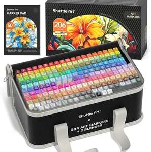 Shuttle Art 205 Colours Alcohol Art Markers, 204 Colours Dual Tip Art Pens pl... - Picture 1 of 12
