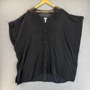 Soma Black Lace Cover Up Poncho Flowy Kaftan V-Neck Beach Pool Size S / M READ! - Picture 1 of 10