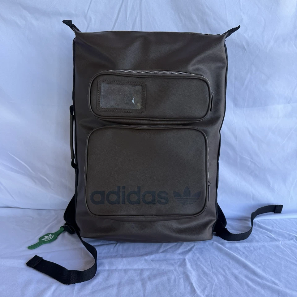 Mochila Adidas Stan Smith Masculina Grande Couro Sintético Marrom Bolsa de Bolsos Trefoil - Imagem 1 de 4