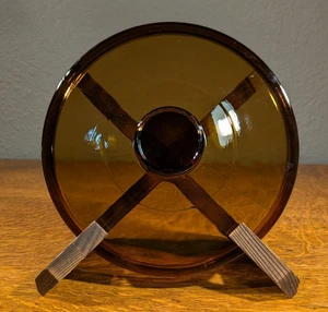 Vintage Anchor Hocking Bernstein Braun Glas Deckel mit Knopf Griff 8 1/4" Ersatz - Bild 1 von 8