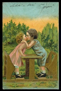 alte Postkarte-post card-CHILD CHILD KIND KINDER KUSS - Bild 1 von 1