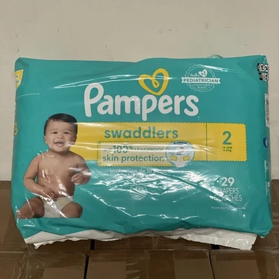 Pañales Pampers Swaddlers tamaño 2 12-18 libras paquete de 29 quilates hipoalergénicos y a prueba de fugas Foto 1 de 3