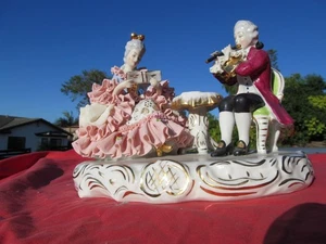 Dresdner Spitzen Figur German Germany GROßE Flötenspielerin & Frau - Bild 1 von 17