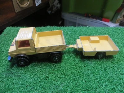 VINTAGE MATCHBOX SUPER KINGS MERCEDES BENZ UNIMOG & TRAILER CREAM K-30 UK - Image 1 of 4