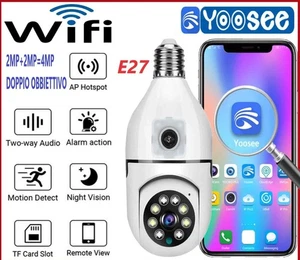 Telecamera Lampadina E27 WiFi 4MP Dual Lens YOOSEE PTZ Sicurezza Visione Notturn - Foto 1 di 8