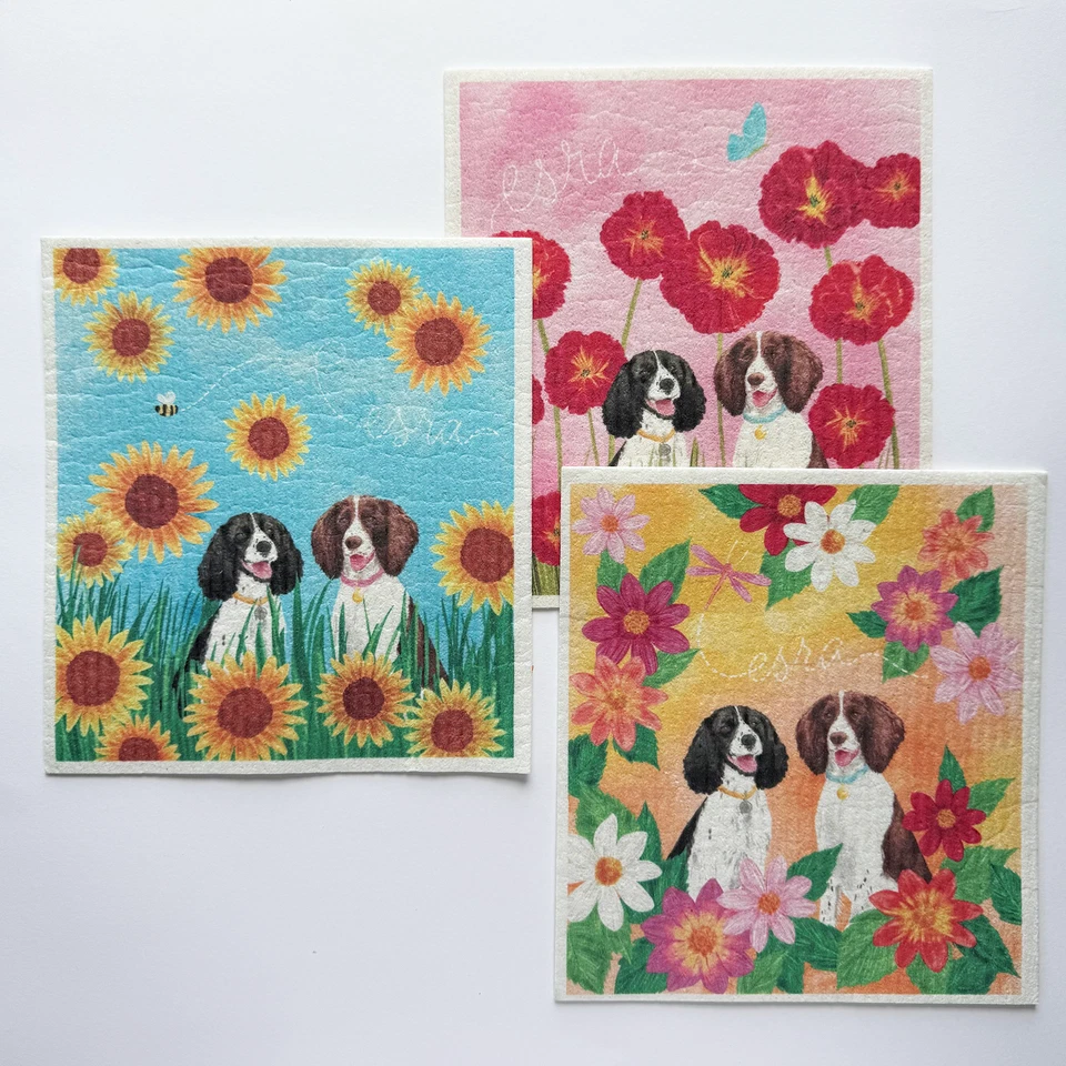 Custom Springer Spaniel Swedish Dishcloths (Set of 3)
